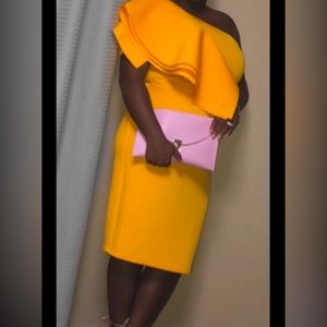 Golden Yellow Formal Wedding Guest Dress